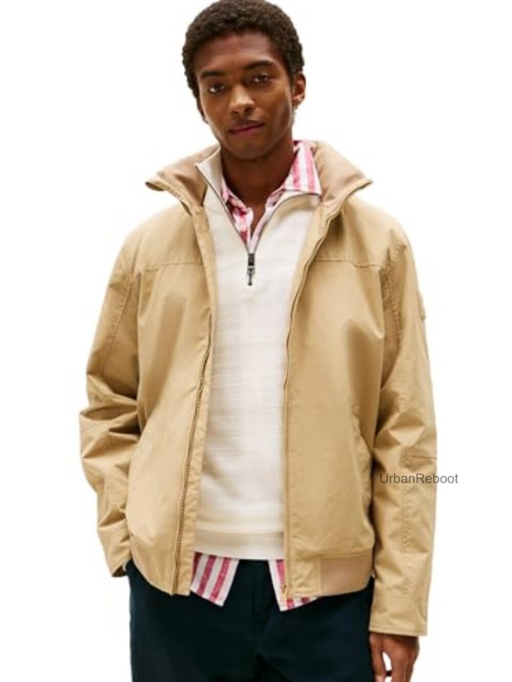 Lightweight Waterproof Nylon Bomber Jacket Mens Packable Hood